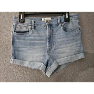 Women's RE Generation Denim Jeans Shorts Size 11/30 Mindful Blue Rolled Zip Fly